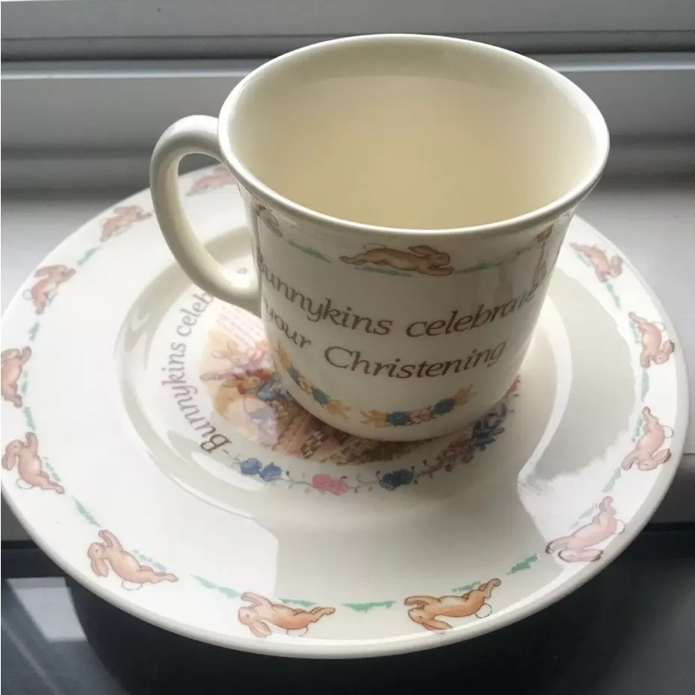 ROYAL DOULTON Bunnykins Christening Mug & Plate NWOB - Picture 2 of 7